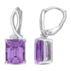 Top 10 🥰 6.46 ct. t.g.w. Octagon Amethyst and White Topaz Leverback Earrings in Sterling Silver by Belk & Co. ⌛