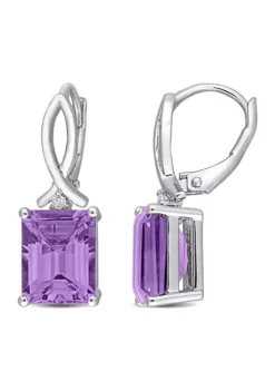 Top 10 🥰 6.46 ct. t.g.w. Octagon Amethyst and White Topaz Leverback Earrings in Sterling Silver by Belk & Co. ⌛ -DealsBelk & Co. Store Belk 19667