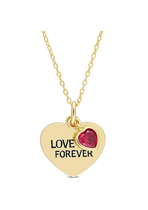 Budget ⭐ Lab Created 5/8 ct. t.g.w. Created Ruby Heart Pendant with Chain in Yellow Plated Sterling Silver by Belk & Co. ✔️ 1 Budget ⭐ Lab Created 5/8 ct. t.g.w. Created Ruby Heart Pendant with Chain in Yellow Plated Sterling Silver by Belk & Co. ✔️