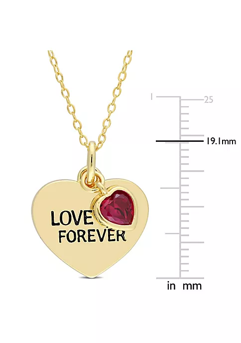 Budget ⭐ Lab Created 5/8 ct. t.g.w. Created Ruby Heart Pendant with Chain in Yellow Plated Sterling Silver by Belk & Co. ✔️ 3 Budget ⭐ Lab Created 5/8 ct. t.g.w. Created Ruby Heart Pendant with Chain in Yellow Plated Sterling Silver by Belk & Co. ✔️ - Image 3