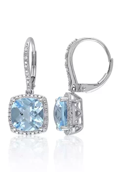 Promo 🎉 10k White Gold Blue Topaz and Diamond Earrings by Belk & Co. 🔔