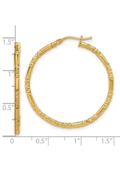 New 😀 14K Yellow Gold Polished and Textured Hoop Earrings by Belk & Co. ⭐ -DealsBelk & Co. Store Belk 19693