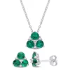 Best reviews of 🎉 Lab Created 2-Piece Set of Created Emerald and Created White Sapphire Earrings and Pendant with Chain in Sterling Silver by Belk & Co. 🔔