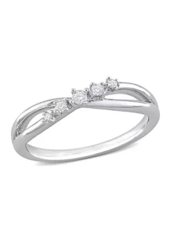 Top 10 ๐ 1/10 CT TW Diamond Crossover Promise Ring in Sterling Silver by Belk & Co. โจ