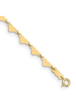 Promo ⭐ 14K Yellow Gold Oval Link Chain with Hearts 9 Inch Plus 1 Inch Extension Anklet by Belk & Co. ⭐ -DealsBelk & Co. Store Belk 19734