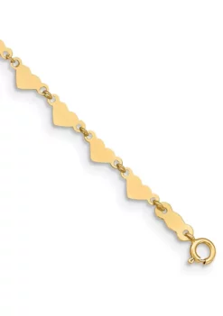 Promo ⭐ 14K Yellow Gold Oval Link Chain with Hearts 9 Inch Plus 1 Inch Extension Anklet by Belk & Co. ⭐ -DealsBelk & Co. Store Belk 19735