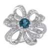 Hot Sale 👏 1 CT TGW London Blue Topaz and White Topaz Flower Cocktail Ring in Sterling Silver by Belk & Co. 🧨