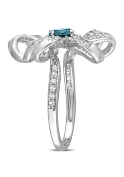 Hot Sale 👏 1 CT TGW London Blue Topaz and White Topaz Flower Cocktail Ring in Sterling Silver by Belk & Co. 🧨 -DealsBelk & Co. Store Belk 19740