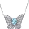 Top 10 🌟 2.48 ct. t.g.w. Sky-Blue Topaz and Created White Sapphire Cluster Butterfly Pendant with Chain in Sterling Silver by Belk & Co. 💯