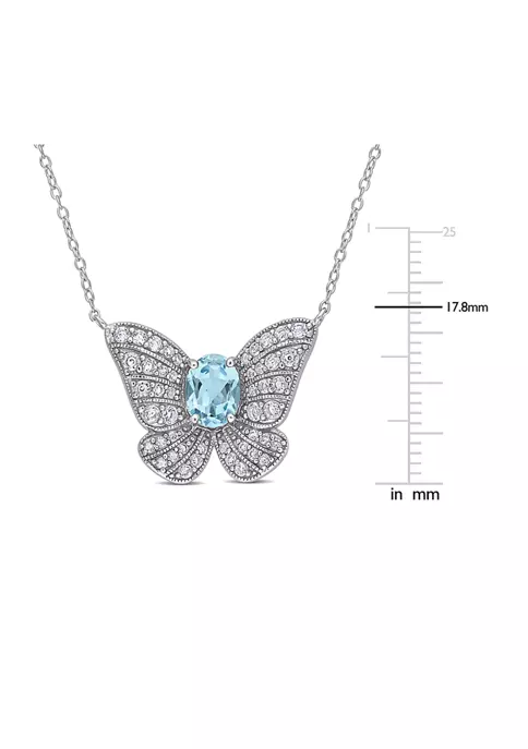 Top 10 🌟 2.48 ct. t.g.w. Sky-Blue Topaz and Created White Sapphire Cluster Butterfly Pendant with Chain in Sterling Silver by Belk & Co. 💯 2 Top 10 🌟 2.48 ct. t.g.w. Sky-Blue Topaz and Created White Sapphire Cluster Butterfly Pendant with Chain in Sterling Silver by Belk & Co. 💯 - Image 2