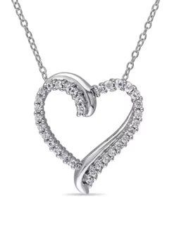 Best deal 🎉 Lab Created 3/4 CT TGW Created White Sapphire Crossover Heart Necklace in Sterling Silver by Belk & Co. 😍