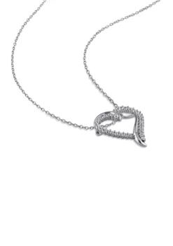 Best deal 🎉 Lab Created 3/4 CT TGW Created White Sapphire Crossover Heart Necklace in Sterling Silver by Belk & Co. 😍 -DealsBelk & Co. Store Belk 19753