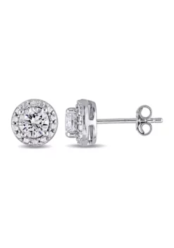 Wholesale 🤩 Lab Created 1.3 CT TGW Created White Sapphire Halo Stud Earrings in Sterling Silver by Belk & Co. 💯