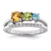 Discount 🎉 7/8 ct. t.w. Citrine, Peridot, Swiss Blue Topaz and White Topaz Circle Bypass Ring in Rhodium-Plated Sterling Silver by Belk & Co. 👏