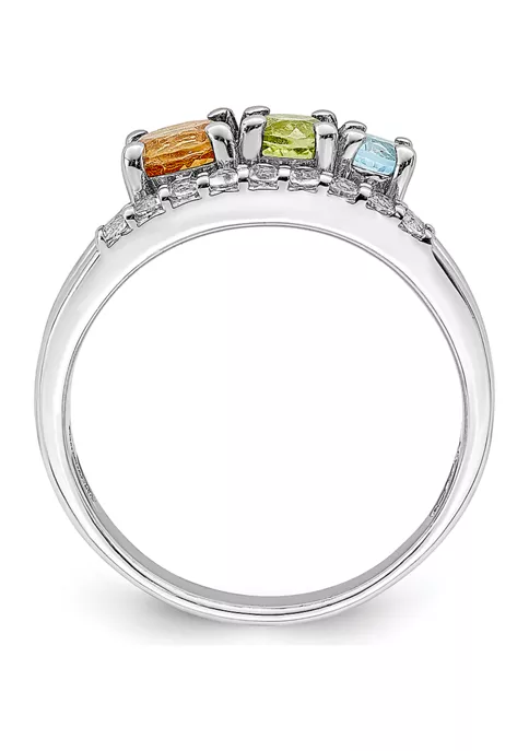 Discount 🎉 7/8 ct. t.w. Citrine, Peridot, Swiss Blue Topaz and White Topaz Circle Bypass Ring in Rhodium-Plated Sterling Silver by Belk & Co. 👏 2 Discount 🎉 7/8 ct. t.w. Citrine, Peridot, Swiss Blue Topaz and White Topaz Circle Bypass Ring in Rhodium-Plated Sterling Silver by Belk & Co. 👏 - Image 2