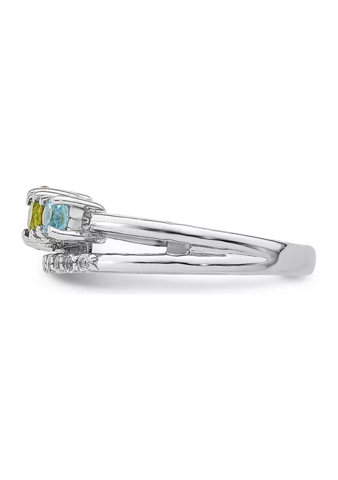 Discount 🎉 7/8 ct. t.w. Citrine, Peridot, Swiss Blue Topaz and White Topaz Circle Bypass Ring in Rhodium-Plated Sterling Silver by Belk & Co. 👏 3 Discount 🎉 7/8 ct. t.w. Citrine, Peridot, Swiss Blue Topaz and White Topaz Circle Bypass Ring in Rhodium-Plated Sterling Silver by Belk & Co. 👏 - Image 3