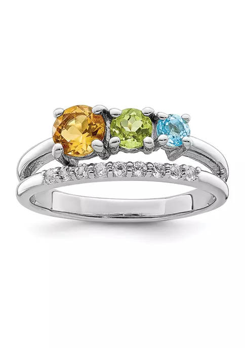 Discount 🎉 7/8 ct. t.w. Citrine, Peridot, Swiss Blue Topaz and White Topaz Circle Bypass Ring in Rhodium-Plated Sterling Silver by Belk & Co. 👏 4 Discount 🎉 7/8 ct. t.w. Citrine, Peridot, Swiss Blue Topaz and White Topaz Circle Bypass Ring in Rhodium-Plated Sterling Silver by Belk & Co. 👏 - Image 4