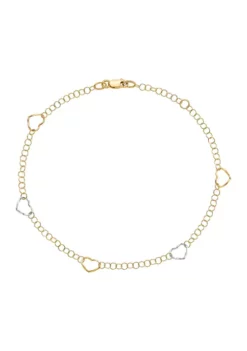 Brand new 🌟 14K Two Tone Polished Heart with 1 Inch Extender Anklet by Belk & Co. ⭐ -DealsBelk & Co. Store Belk 19781