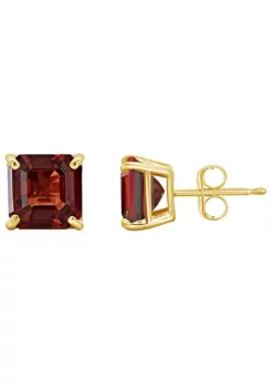 Budget ๐คฉ 14K Yellow Gold 6mm Asscher Garnet Stud Earrings by Belk & Co. ๐ฏ