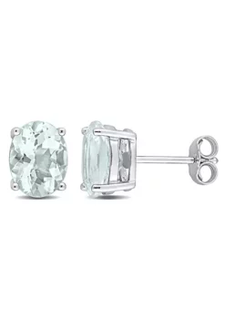 Outlet 👏 3 CT TGW Oval Aquamarine Earrings in Sterling Silver by Belk & Co. ❤️ -DealsBelk & Co. Store Belk 19799