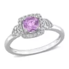Deals 🔔 5/8 CT TGW Amethyst and 1/10 CT TW Diamond Square Halo Ring in Sterling Silver by Belk & Co. 👍
