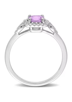 Deals 🔔 5/8 CT TGW Amethyst and 1/10 CT TW Diamond Square Halo Ring in Sterling Silver by Belk & Co. 👍 -DealsBelk & Co. Store Belk 19807