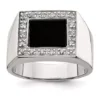 Best deal ⭐ Men's Sterling Silver Cubic Zirconia and Onyx Ring by Belk & Co. 😀