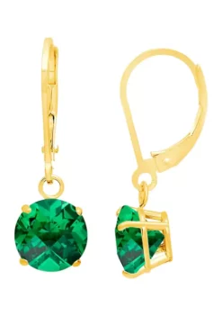 Brand new ✔️ 10K Yellow Gold Round Checkerboard-Cut 2.9 ct. t.w. Lab Created Emerald Lever Back Earrings (8 Millimeter) by Belk & Co. 🔥