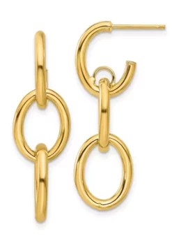 Discount 🔥 14K Yellow Gold Polished Double Round Dangle Post Earrings by Belk & Co. 🤩 -DealsBelk & Co. Store Belk 19847