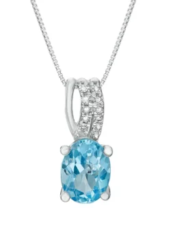 Outlet 🥰 1.6 ct. t.w. Blue Topaz and 1/10 ct. t.w. Diamond Pendant Necklace by Belk & Co. 🥰 -DealsBelk & Co. Store Belk 19849