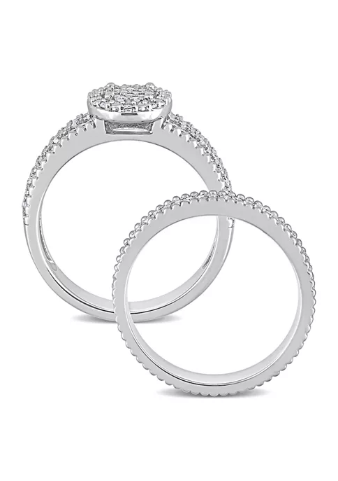 Buy 🔔 1/3 CT TDW Diamond Oval Shape Cluster Bridal Set in Sterling Silver by Belk & Co. ⌛ 2 Buy 🔔 1/3 CT TDW Diamond Oval Shape Cluster Bridal Set in Sterling Silver by Belk & Co. ⌛ - Image 2