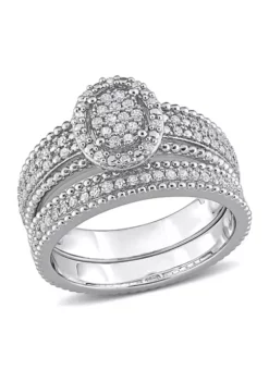 Buy 🔔 1/3 CT TDW Diamond Oval Shape Cluster Bridal Set in Sterling Silver by Belk & Co. ⌛ 11 Buy 🔔 1/3 CT TDW Diamond Oval Shape Cluster Bridal Set in Sterling Silver by Belk & Co. ⌛ -DealsBelk & Co. Store Belk 19855
