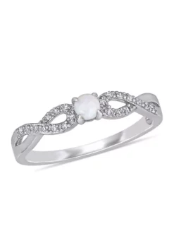 Outlet โ 1/10 CT TW Diamond and Opal Infinity Ring in Sterling Silver by Belk & Co. โญ