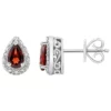 Wholesale 🤩 Sterling Silver 6x4mm Pear Shaped Garnet Diamond Accent Halo Stud Earrings by Belk & Co. 🤩
