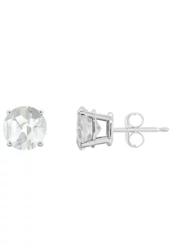 Budget 😀 Sterling Silver 7mm Round White Topaz Stud Earrings by Belk & Co. 🎉