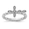 Budget ⭐ 1/10 ct. t.w. White Topaz Stackable Expressions Rhodium Plated Cross Ring in Sterling Silver by Belk & Co. 👍