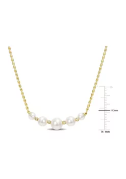 Deals 🥰 Freshwater Cultured Pearl and White Topaz Necklace in 18k Yellow Gold Plated Sterling Silver by Belk & Co. 👏 -DealsBelk & Co. Store Belk 19951