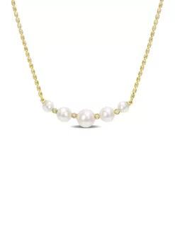 Deals 🥰 Freshwater Cultured Pearl and White Topaz Necklace in 18k Yellow Gold Plated Sterling Silver by Belk & Co. 👏 -DealsBelk & Co. Store Belk 19953