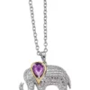 Deals 🔔 1 ct. t.w. Amethyst and 1/10 ct. t.w. Diamond Elephant 17-Inch Necklace in Sterling Silver and 14K Gold Accent by Belk & Co. ✨