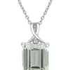 Best Sale 😀 Green Quartz and White Topaz Pendant with Chain in Sterling Silver by Belk & Co. ✨