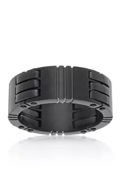 Buy 🛒 Men's Stainless Steel Black Ion Plated Textured Ring by Belk & Co. ✨ -DealsBelk & Co. Store Belk 20005