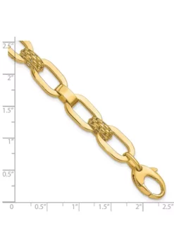 Promo 🔔 14K Yellow Gold Polished and Textured Fancy Link Bracelet by Belk & Co. 🎁 -DealsBelk & Co. Store Belk 20017