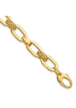 Promo 🔔 14K Yellow Gold Polished and Textured Fancy Link Bracelet by Belk & Co. 🎁 -DealsBelk & Co. Store Belk 20018