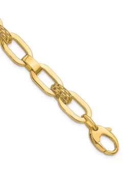 Promo 🔔 14K Yellow Gold Polished and Textured Fancy Link Bracelet by Belk & Co. 🎁 -DealsBelk & Co. Store Belk 20019