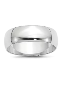 Budget ๐ Men's 14K White Gold 7 Millimeter Lightweight Half Round Band by Belk & Co. ๐คฉ