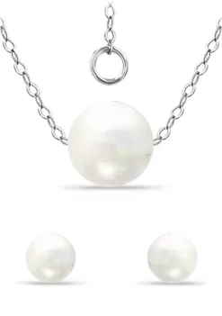 Budget 🧨 Fresh Water Pearl Necklace Earring 2-Piece Set in Sterling Silver by Belk & Co. ✨ -DealsBelk & Co. Store Belk 2004