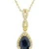 Deals 😉 1/10 ct. t.w. Diamond and Sapphire Pendant Necklace with 18" Singapore Chain in 10K Yellow Gold by Belk & Co. 🥰