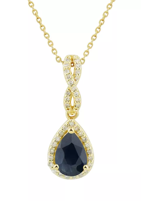 Deals 😉 1/10 ct. t.w. Diamond and Sapphire Pendant Necklace with 18" Singapore Chain in 10K Yellow Gold by Belk & Co. 🥰 1 Deals 😉 1/10 ct. t.w. Diamond and Sapphire Pendant Necklace with 18" Singapore Chain in 10K Yellow Gold by Belk & Co. 🥰