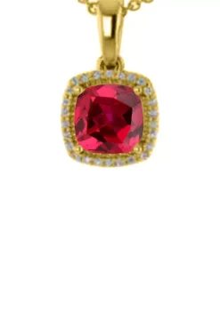 Best deal 💯 1.21 ct. t.w. Lab Created Ruby and Lab Created White Sapphire Pendant Necklace in 10K Yellow Gold by Belk & Co. 👍