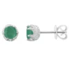 Buy ✔️ Sterling Silver 5mm Round Emerald Stud Earrings by Belk & Co. 🌟